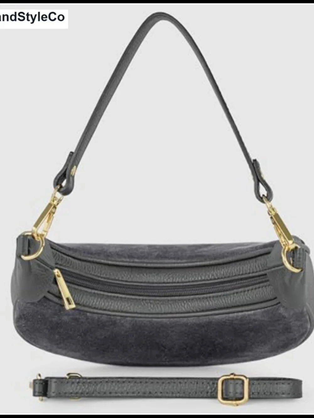 Genuine Suede Tuscan Shoulder Bag Crescent Saddle Style with Two Straps